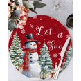 thumbnail image 1 of 13 Inch Round Placemats Set of 4, Red Snowman Christmas Non Slip Heat Insulation PP Table Mats, Xmas Tree Snowflake Gifts Washable Place Mats for Kitchen Dining Party Table Decor, 1 of 7