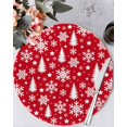 thumbnail image 1 of 13 Inch Round Placemats Set of 4, Red White Christmas Non Slip Heat Insulation PP Table Mats, Xmas Tree Snowflake Winter Abstract Washable Place Mats for Kitchen Dining Party Table Decor, 1 of 7