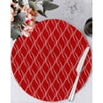 thumbnail image 1 of 13 Inch Round Placemats Set of 4, Red White Stripes Non Slip Heat Insulation PP Table Mats, Simple Geometric Modern Monochrome Washable Place Mats for Kitchen Dining Party Table Decor, 1 of 7