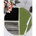 thumbnail image 1 of 13 Inch Round Placemats Set of 4, Sage Green Black Non Slip Heat Insulation PP Table Mats, Farmhouse Striped Modern Abstract Art Washable Place Mats for Kitchen Dining Party Table Decor, 1 of 7
