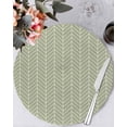 thumbnail image 1 of 13 Inch Round Placemats Set of 4, Sage Green Geometric Non Slip Heat Insulation PP Table Mats, Minimalism Solid Color Striped Lines Washable Place Mats for Kitchen Dining Party Table Decor, 1 of 7
