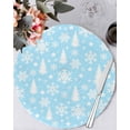 thumbnail image 1 of 13 Inch Round Placemats Set of 4, Sky Blue Christmas Non Slip Heat Insulation PP Table Mats, Xmas Tree Snowflake Winter Abstract Washable Place Mats for Kitchen Dining Party Table Decor, 1 of 7