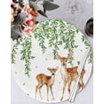 thumbnail image 1 of 13 Inch Round Placemats Set of 4, Spring Botanical Non Slip Heat Insulation PP Table Mats, Watercolor Leaves Deers Birds Country Washable Place Mats for Kitchen Dining Party Table Decor, 1 of 7