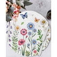 thumbnail image 1 of 13 Inch Round Placemats Set of 4, Spring Floral Non Slip Heat Insulation PP Table Mats, Pink Blue Flowers Botanical Butterflies Washable Place Mats for Kitchen Dining Party Table Decor, 1 of 7