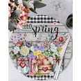 thumbnail image 1 of 13 Inch Round Placemats Set of 4, Spring Flowers Non Slip Heat Insulation PP Table Mats, Farmhouse Black Plaid Wood Grain Washable Place Mats for Kitchen Dining Party Table Decor, 1 of 7