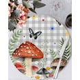 thumbnail image 1 of 13 Inch Round Placemats Set of 4, Spring Mushrooms Non Slip Heat Insulation PP Table Mats, Farmhouse Pastoral Botanical Gray Plaid Washable Place Mats for Kitchen Dining Party Table Decor, 1 of 7