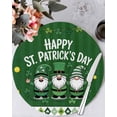 thumbnail image 1 of 13 Inch Round Placemats Set of 4, St. Patrick's Day Non Slip Heat Insulation PP Table Mats, Lucky Shamrock Gnomes Gold Coin Spring Green Washable Place Mats for Kitchen Dining Party Table Decor, 1 of 7
