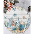 thumbnail image 1 of 13 Inch Round Placemats Set of 4, Teal Blue Coastal Non Slip Heat Insulation PP Table Mats, Summer Beach Starfish Shell Coral Nautical Vintage Washable Place Mats for Kitchen Dining Party Table Decor, 1 of 7