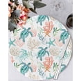 thumbnail image 1 of 13 Inch Round Placemats Set of 4, Teal Red Coastal Non Slip Heat Insulation PP Table Mats, Beach Nautical Sea Turtle Coral Starfish Washable Place Mats for Kitchen Dining Party Table Decor, 1 of 7
