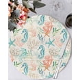 thumbnail image 1 of 13 Inch Round Placemats Set of 4, Teal Red Coastal Non Slip Heat Insulation PP Table Mats, Nautical Seahorse Beach Coral Starfish Retro Washable Place Mats for Kitchen Dining Party Table Decor, 1 of 7
