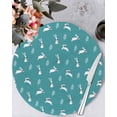 thumbnail image 1 of 13 Inch Round Placemats Set of 4, Teal Spring Easter Non Slip Heat Insulation PP Table Mats, Cute Bunny Botanical Washable Place Mats for Kitchen Dining Party Table Decor, 1 of 7