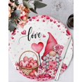 thumbnail image 1 of 13 Inch Round Placemats Set of 4, Valentine's Day Non Slip Heat Insulation PP Table Mats, Pink Love Gnomes Roses Romantic Washable Place Mats for Kitchen Dining Party Table Decor, 1 of 7