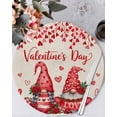 thumbnail image 1 of 13 Inch Round Placemats Set of 4, Valentine's Day Non Slip Heat Insulation PP Table Mats, Red Gnomes Loves Roses Romantic Beige Washable Place Mats for Kitchen Dining Party Table Decor, 1 of 7