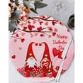 thumbnail image 1 of 13 Inch Round Placemats Set of 4, Valentine's Day Non Slip Heat Insulation PP Table Mats, Red Love Tree Gnomes Roses Pink Romance Washable Place Mats for Kitchen Dining Party Table Decor, 1 of 7