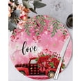 thumbnail image 1 of 13 Inch Round Placemats Set of 4, Valentine's Day Non Slip Heat Insulation PP Table Mats, Red Plaid Truck Love Roses Leaves Pink Washable Place Mats for Kitchen Dining Party Table Decor, 1 of 7