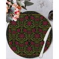 thumbnail image 1 of 13 Inch Round Placemats Set of 4, Vintage Red Roses Non Slip Heat Insulation PP Table Mats, Abstract Art Floral Green Leaves Washable Place Mats for Kitchen Dining Party Table Decor, 1 of 7