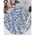 thumbnail image 1 of 13 Inch Round Placemats Set of 4, Watercolor Floral Non Slip Heat Insulation PP Table Mats, Spring Flower Leaves Botanical Blue Washable Place Mats for Kitchen Dining Party Table Decor, 1 of 7
