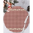 thumbnail image 1 of 13 Inch Round Placemats Set of 4, Western Texas Star Retro Non Slip Heat Insulation PP Table Mats, Country Vintage Red Beige Plaid Washable Place Mats for Kitchen Dining Party Table Decor, 1 of 7