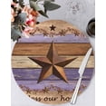 thumbnail image 1 of 13 Inch Round Placemats Set of 4, Western Texas Star Vintage Non Slip Heat Insulation PP Table Mats, Retro Farmhouse Purple Brown Wooden Washable Place Mats for Kitchen Dining Party Table Decor, 1 of 7