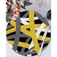 thumbnail image 1 of 13 Inch Round Placemats Set of 4, Yellow Black Geometric Non Slip Heat Insulation PP Table Mats, Modern Art Abstract Grey Line Washable Place Mats for Kitchen Dining Party Table Decor, 1 of 7