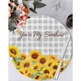 thumbnail image 1 of 13 Inch Round Placemats Set of 4, Yellow Sunflowers Non Slip Heat Insulation PP Table Mats, Summer Floral Elegant Pastoral Checkered Washable Place Mats for Kitchen Dining Party Table Decor, 1 of 7