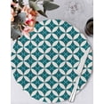 thumbnail image 1 of 13 Inch Round Placemats Set of 6, Abstract Geometric Non Slip Heat Insulation PP Table Mats, Vintage Rhombus Circle Texture Green Washable Place Mats for Kitchen Dining Party Table Decor, 1 of 7