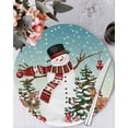 thumbnail image 1 of 13 Inch Round Placemats Set of 6, Aurora Christmas Snowman Non Slip Heat Insulation PP Table Mats, Xmas Snowflake Elk Winter Washable Place Mats for Kitchen Dining Party Table Decor, 1 of 7