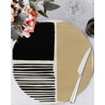 thumbnail image 1 of 13 Inch Round Placemats Set of 6, Beige Non Slip Heat Insulation PP Table Mats, Modern Abstract Art Farmhouse Striped Washable Place Mats for Kitchen Dining Party Table Decor, 1 of 7