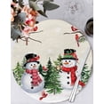 thumbnail image 1 of 13 Inch Round Placemats Set of 6, Beige Snowman Christmas Non Slip Heat Insulation PP Table Mats, Xmas Tree Snowflake Winter Birds Washable Place Mats for Kitchen Dining Party Table Decor, 1 of 7