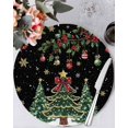 thumbnail image 1 of 13 Inch Round Placemats Set of 6, Black Christmas Non Slip Heat Insulation PP Table Mats, Xmas Christmas Tree Snowflake Washable Place Mats for Kitchen Dining Party Table Decor, 1 of 7