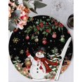 thumbnail image 1 of 13 Inch Round Placemats Set of 6, Black Christmas Snowman Non Slip Heat Insulation PP Table Mats, Xmas Snowflake Elk Tree Balls Washable Place Mats for Kitchen Dining Party Table Decor, 1 of 7