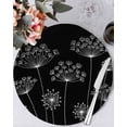 thumbnail image 1 of 13 Inch Round Placemats Set of 6, Black Dandelion Non Slip Heat Insulation PP Table Mats, Spring Modern Minimalist Country Flower Washable Place Mats for Kitchen Dining Party Table Decor, 1 of 7