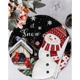 thumbnail image 1 of 13 Inch Round Placemats Set of 6, Black Snowman Christmas Non Slip Heat Insulation PP Table Mats, Xmas Snowflake Birds Berry Winter Washable Place Mats for Kitchen Dining Party Table Decor, 1 of 7