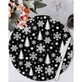 thumbnail image 1 of 13 Inch Round Placemats Set of 6, Black White Christmas Non Slip Heat Insulation PP Table Mats, Xmas Tree Snowflake Winter Abstract Washable Place Mats for Kitchen Dining Party Table Decor, 1 of 7