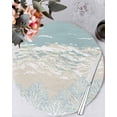 thumbnail image 1 of 13 Inch Round Placemats Set of 6, Blue Coastal Coral Non Slip Heat Insulation PP Table Mats, Summer Beach Ocean Abstract Art Washable Place Mats for Kitchen Dining Party Table Decor, 1 of 7