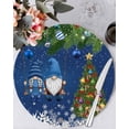 thumbnail image 1 of 13 Inch Round Placemats Set of 6, Blue Gnomes Christmas Non Slip Heat Insulation PP Table Mats, Xmas Tree Weeping Balls Snowflake Washable Place Mats for Kitchen Dining Party Table Decor, 1 of 7