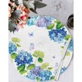 thumbnail image 1 of 13 Inch Round Placemats Set of 6, Blue Hydrangea Non Slip Heat Insulation PP Table Mats, Farmhouse Butterfly Spring Floral Washable Place Mats for Kitchen Dining Party Table Decor, 1 of 7