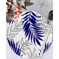 thumbnail image 1 of 13 Inch Round Placemats Set of 6, Blue Leaves Non Slip Heat Insulation PP Table Mats, Abstract Modern Geometric Lines Simple Art Washable Place Mats for Kitchen Dining Party Table Decor, 1 of 7