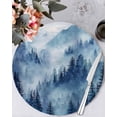 thumbnail image 1 of 13 Inch Round Placemats Set of 6, Blue Mountain Non Slip Heat Insulation PP Table Mats, Misty Forest Nature Woodland Pine Tree Landscape Washable Place Mats for Kitchen Dining Party Table Decor, 1 of 7