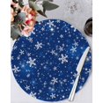 thumbnail image 1 of 13 Inch Round Placemats Set of 6, Blue Snowflake Christmas Non Slip Heat Insulation PP Table Mats, Winter Xmas Snowflake Washable Place Mats for Kitchen Dining Party Table Decor, 1 of 7