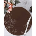 thumbnail image 1 of 13 Inch Round Placemats Set of 6, Brown Flowers Non Slip Heat Insulation PP Table Mats, Pastoral Abstract Floral Minimalist Art Washable Place Mats for Kitchen Dining Party Table Decor, 1 of 7