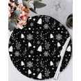 thumbnail image 1 of 13 Inch Round Placemats Set of 6, Christmas Black Non Slip Heat Insulation PP Table Mats, Xmas Tree Winter Snowflakes Plants Holiday Washable Place Mats for Kitchen Dining Party Table Decor, 1 of 7