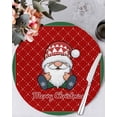 thumbnail image 1 of 13 Inch Round Placemats Set of 6, Christmas Gnomes Non Slip Heat Insulation PP Table Mats, Winter Xmas Snowflakes Textured Red Washable Place Mats for Kitchen Dining Party Table Decor, 1 of 7