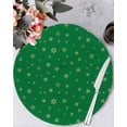 thumbnail image 1 of 13 Inch Round Placemats Set of 6, Christmas Green Non Slip Heat Insulation PP Table Mats, Winter Snowflakes Xmas Retro Washable Place Mats for Kitchen Dining Party Table Decor, 1 of 7