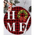 thumbnail image 1 of 13 Inch Round Placemats Set of 6, Christmas Home Non Slip Heat Insulation PP Table Mats, Winter Xmas Red Black Buffalo Plaid Washable Place Mats for Kitchen Dining Party Table Decor, 1 of 7