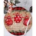 thumbnail image 1 of 13 Inch Round Placemats Set of 6, Christmas Non Slip Heat Insulation PP Table Mats, Xmas Balls Snowflakes Trees Red Plaid Wooden Washable Place Mats for Kitchen Dining Party Table Decor, 1 of 7