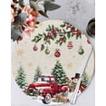 thumbnail image 1 of 13 Inch Round Placemats Set of 6, Christmas Non Slip Heat Insulation PP Table Mats, Xmas Snowman Truck Snowflake Tree Balls Rustic Washable Place Mats for Kitchen Dining Party Table Decor, 1 of 7