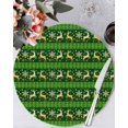 thumbnail image 1 of 13 Inch Round Placemats Set of 6, Christmas Reindeer Non Slip Heat Insulation PP Table Mats, Xmas Green Plaid Winter Snowflakes Washable Place Mats for Kitchen Dining Party Table Decor, 1 of 7