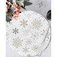 thumbnail image 1 of 13 Inch Round Placemats Set of 6, Christmas Snowflakes Non Slip Heat Insulation PP Table Mats, Modern Xmas Winter Minimalist Washable Place Mats for Kitchen Dining Party Table Decor, 1 of 7