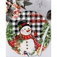 thumbnail image 1 of 13 Inch Round Placemats Set of 6, Christmas Snowman Non Slip Heat Insulation PP Table Mats, Black Plaid Xmas Tree Elk Gifts Snowflake Washable Place Mats for Kitchen Dining Party Table Decor, 1 of 7